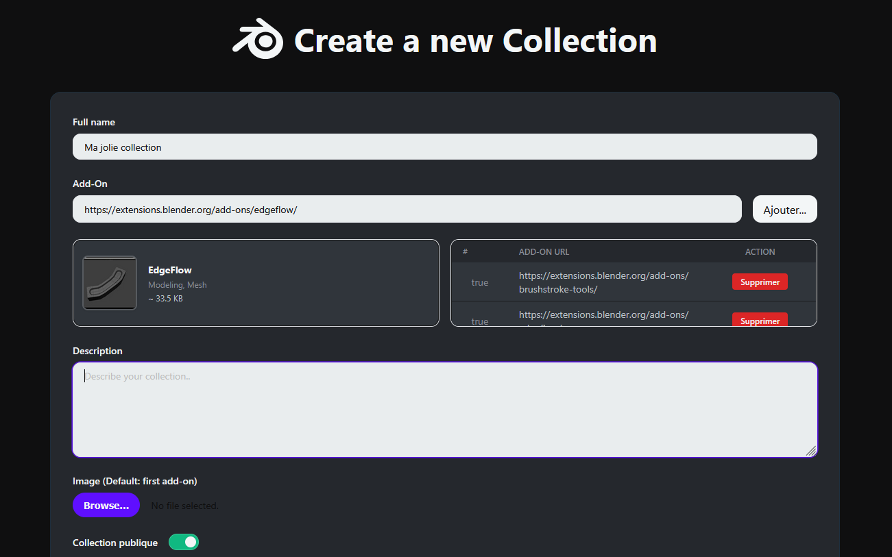 Collection creation form